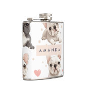 Monogram Personalisiert Adorable French Bulldog Flachmann (Rechts)