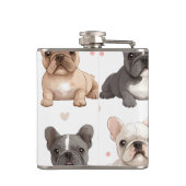 Monogram Personalisiert Adorable French Bulldog Flachmann (Rückseite)