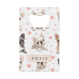 Monogram Personalisiert Adorable French Bulldog Geldbeutel Flaschenöffner