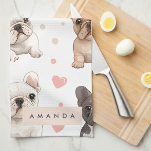 Monogram Personalisiert Adorable French Bulldog Geschirrtuch