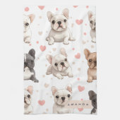 Monogram Personalisiert Adorable French Bulldog Geschirrtuch (Vertikal)