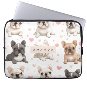 Monogram Personalisiert Adorable French Bulldog Laptopschutzhülle