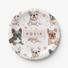 Monogram Personalisiert Adorable French Bulldog Pappteller