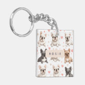 Monogram Personalisiert Adorable French Bulldog Schlüsselanhänger (Vorderseite links)