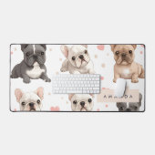 Monogram Personalisiert Adorable French Bulldog Schreibtischunterlage (Tastatur & Maus)