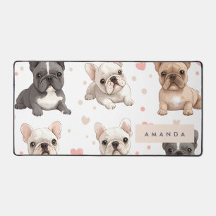 Monogram Personalisiert Adorable French Bulldog Schreibtischunterlage