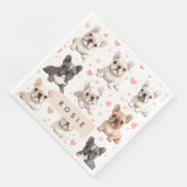 Monogram Personalisiert Adorable French Bulldog Serviette (Ecke)