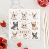 Monogram Personalisiert Adorable French Bulldog Serviette (Beispiel)