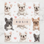 Monogram Personalisiert Adorable French Bulldog Weinetikett (Einzelnes Label)