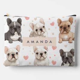 Monogram Personalisiert Adorable French Bulldog Zubehörtasche