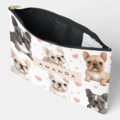 Monogram Personalisiert Adorable French Bulldog Zubehörtasche (Offen)