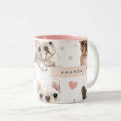 Monogram Personalisiert Adorable French Bulldog Zweifarbige Tasse (VorderseiteRechts)