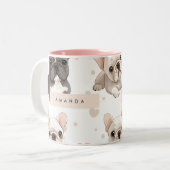 Monogram Personalisiert Adorable French Bulldog Zweifarbige Tasse (Vorderseite Links)