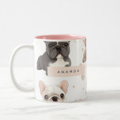 Monogram Personalisiert Adorable French Bulldog Zweifarbige Tasse (Links)