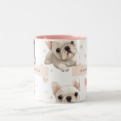 Monogram Personalisiert Adorable French Bulldog Zweifarbige Tasse (Mittel)