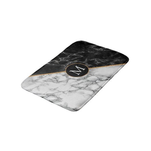 Monogram Personalisiert Bath Mat Marmor Design Badematte (Schrägansicht)