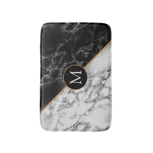Monogram Personalisiert Bath Mat Marmor Design Badematte (Vorderseite Vertikal)