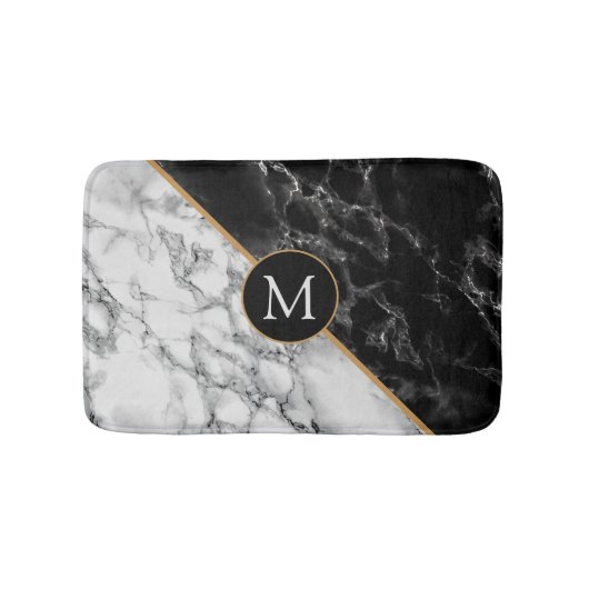 Monogram Personalisiert Bath Mat Marmor Design Badematte (Vorderseite)