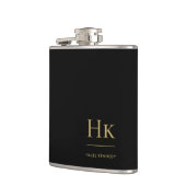 Monogram Personalisiert Black Gold Flachmann (Links)