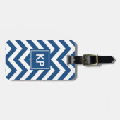 Monogram Personalisiert Blue Zickzack Luggage Tag Gepäckanhänger (Vorderseite horizontal)