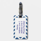 Monogram Personalisiert Blue Zickzack Luggage Tag Gepäckanhänger (Rückseite vertikal)
