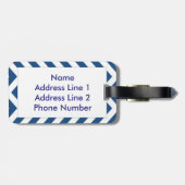 Monogram Personalisiert Blue Zickzack Luggage Tag Gepäckanhänger (Rückseite horizontal)