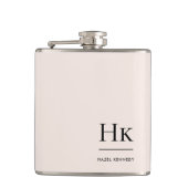 Monogram Personalisiert Blush Pink Chic Bacheloret Flachmann (Vorderseite)