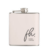 Monogram Personalisiert Blush Pink Chic Bacheloret Flachmann (Vorderseite)