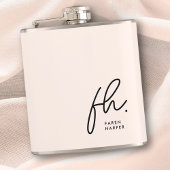 Monogram Personalisiert Blush Pink Chic Bacheloret Flachmann