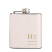 Monogram Personalisiert Blush Pink Gold Bacheloret Flachmann (Vorderseite)