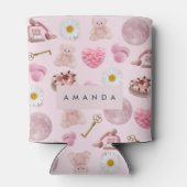 Monogram Personalisiert Coquette Pink Moon Feminin Dosenkühler (Rückseite)