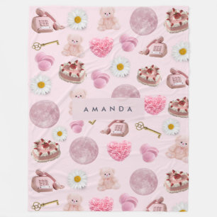 Monogram Personalisiert Coquette Pink Moon Feminin Fleecedecke