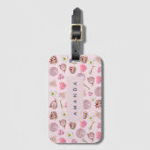 Monogram Personalisiert Coquette Pink Moon Feminin Gepäckanhänger (Vorderseite Vertikal)