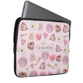 Monogram Personalisiert Coquette Pink Moon Feminin Laptopschutzhülle (Vorne Rechts)