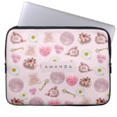 Monogram Personalisiert Coquette Pink Moon Feminin Laptopschutzhülle (Vorderseite)