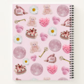 Monogram Personalisiert Coquette Pink Moon Feminin Notizblock (Rückseite)