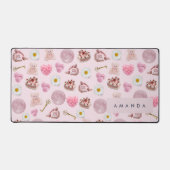 Monogram Personalisiert Coquette Pink Moon Feminin Schreibtischunterlage (Vorderseite)