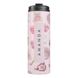 Monogram Personalisiert Coquette Pink Moon Feminin Thermosbecher