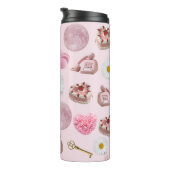 Monogram Personalisiert Coquette Pink Moon Feminin Thermosbecher (Nach rechts gedreht)