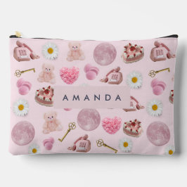 Monogram Personalisiert Coquette Pink Moon Feminin Zubehörtasche