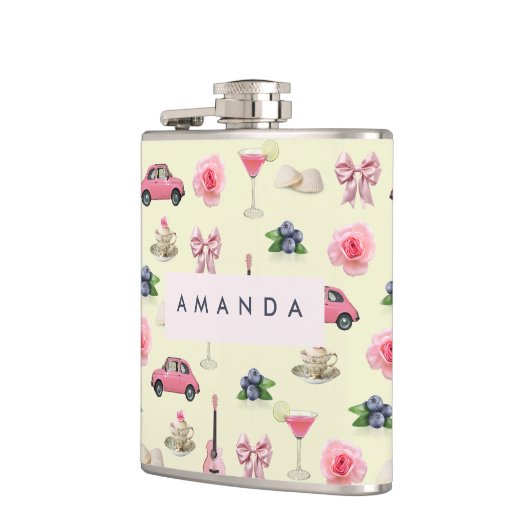 Monogram Personalisiert Coquette Vintag Seashell Flachmann (Links)