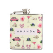 Monogram Personalisiert Coquette Vintag Seashell Flachmann (Vorderseite)