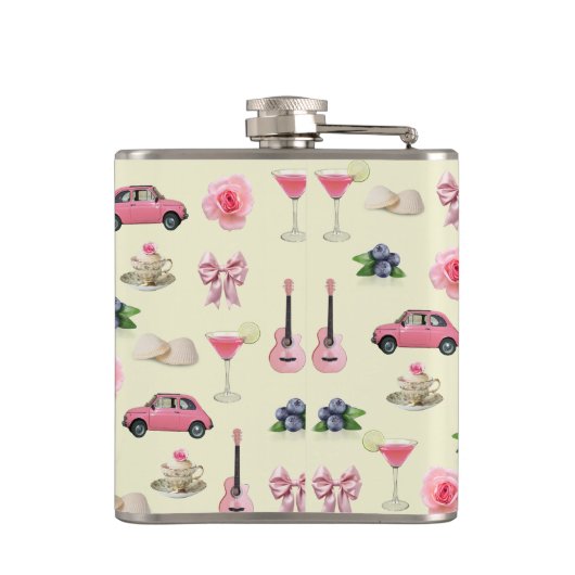 Monogram Personalisiert Coquette Vintag Seashell Flachmann (Rückseite)