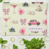 Monogram Personalisiert Coquette Vintag Seashell Geschirrtuch (Gefaltet)