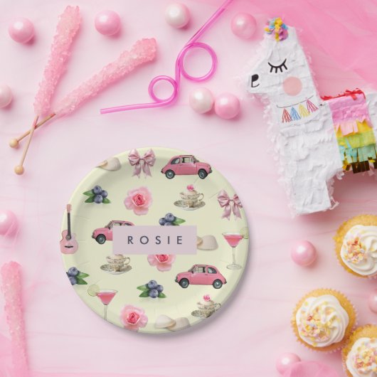 Monogram Personalisiert Coquette Vintag Seashell Pappteller (Party)