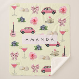 Monogram Personalisiert Coquette Vintag Seashell Sherpadecke