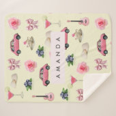 Monogram Personalisiert Coquette Vintag Seashell Sherpadecke (Vorderseite (Horizontal))