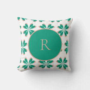 Monogram Personalisiert Green Floral Kissen
