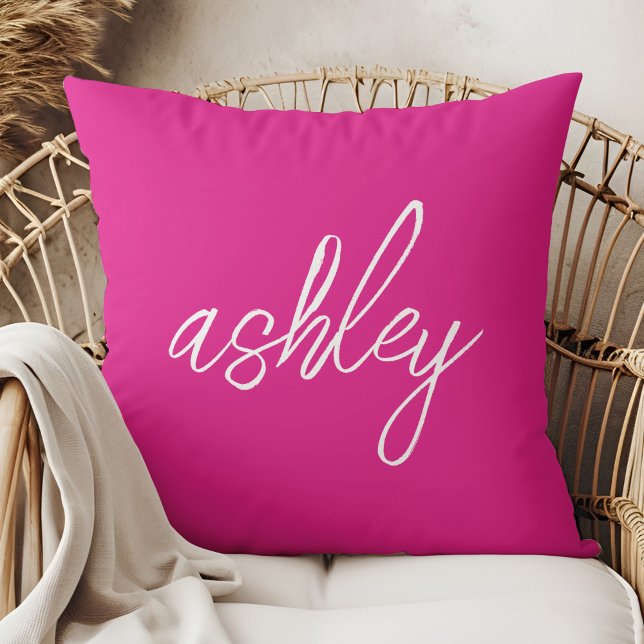 Monogram Personalisiert Hot Pink Throw Kissen (Von Creator hochgeladen)