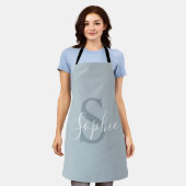 Monogram personalisiert Modern Blue Family Name Schürze (Getragen)